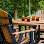Round bar table set with chairs