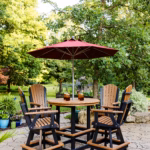 Outdoor bar table set with umbrella