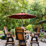 Outdoor bar table set with umbrella