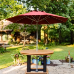 Round bar table with umbrella hole