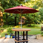 Round bar table with umbrella