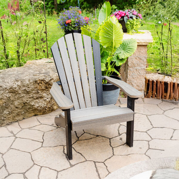 Classical-Adirondak-chair,-shown-in-coastal-gray-and-black