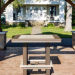 Square bar table set for outdoor use