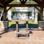 Square bar table set for outdoor space