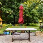Durable outdoor dining table setting